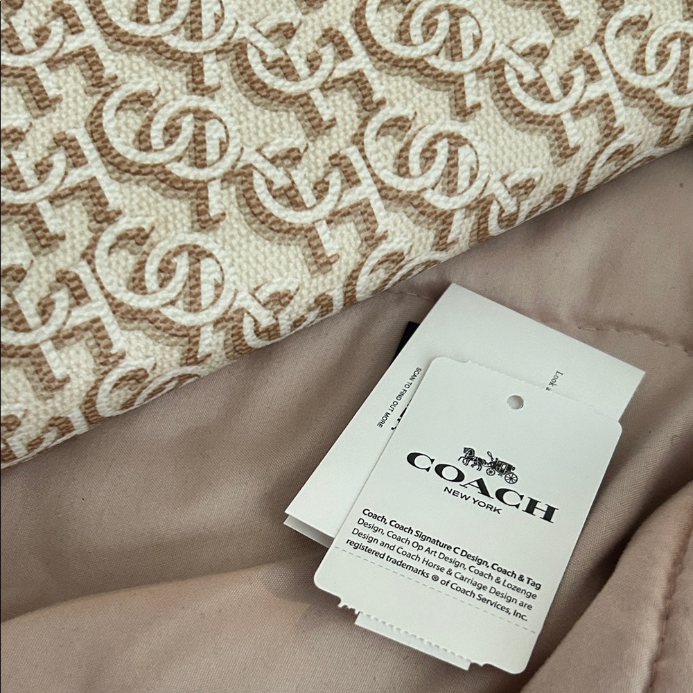 Coach Beige and White Monogram Wristlet - Picture 9 of 9